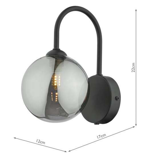 65051-004 Black Wall Lamp with Mirror Smoked Glass 65051-004 Black Wall Lamp with Mirror Smoked Glass