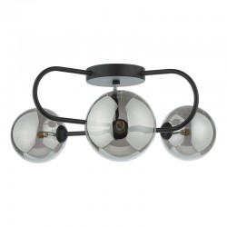 65053-004 Black 3 Light Ceiling Lamp with Mirror Smoked Glasses