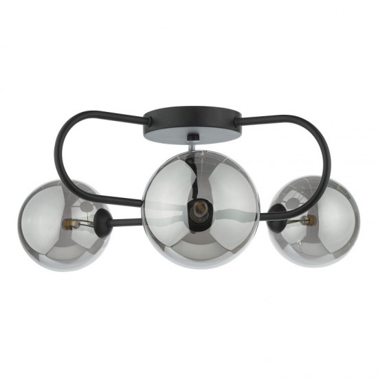 65053-004 Black 3 Light Ceiling Lamp with Mirror Smoked Glasses 65053-004 Black 3 Light Ceiling Lamp with Mirror Smoked Glasses