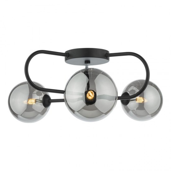 65053-004 Black 3 Light Ceiling Lamp with Mirror Smoked Glasses 65053-004 Black 3 Light Ceiling Lamp with Mirror Smoked Glasses