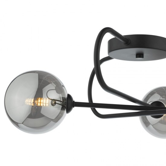 65053-004 Black 3 Light Ceiling Lamp with Mirror Smoked Glasses 65053-004 Black 3 Light Ceiling Lamp with Mirror Smoked Glasses