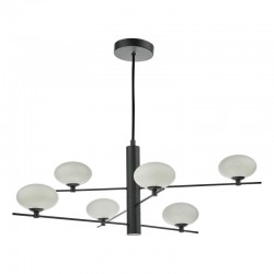 67807-003 Matt Black 6 Light Centre Fitting with Opal Glasses