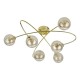 67809-003 Gold 6 Light Ceiling Lamp with Ribbed Amber Glasses