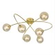 67809-003 Gold 6 Light Ceiling Lamp with Ribbed Amber Glasses