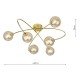 67809-003 Gold 6 Light Ceiling Lamp with Ribbed Amber Glasses