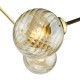 67809-003 Gold 6 Light Ceiling Lamp with Ribbed Amber Glasses