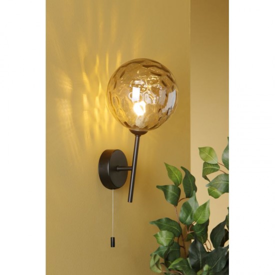 67811-003 Black Wall Lamp with Dimple Smoky Glass