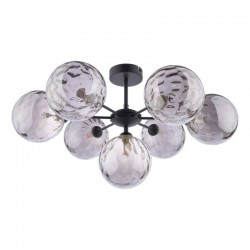 67812-003 Black 7 Light Semi Flush with Dimple Smoky Glasses