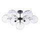 67813-003 Black 7 Light Semi Flush with Dimple Clear Glasses