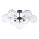 67813-003 Black 7 Light Semi Flush with Dimple Clear Glasses