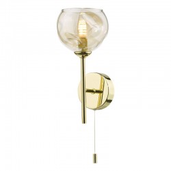 67814-003 Gold Wall Lamp with Dimple Amber Glass 67814-003 Gold Wall Lamp with Dimple Amber Glass