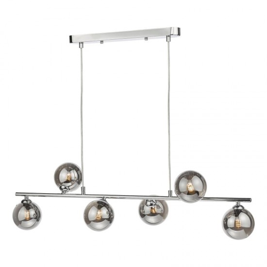 67821-003 Chrome 6 Light over Island Fitting with Smoked Mirrored Glasses