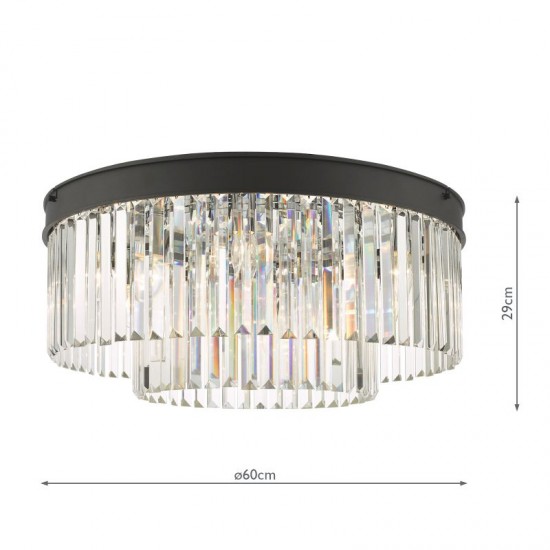 67863-003 Anthracite 6 Light Semi Flush with Crystal