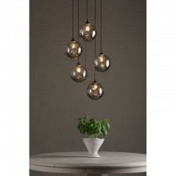 67867-003 Black 5 Light Cluster with Dimple Smoky Glasses