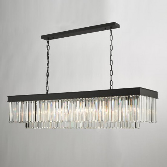 67864-003 Anthracite 6 Light over Island Fitting with Crystal