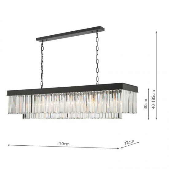 67864-003 Anthracite 6 Light over Island Fitting with Crystal