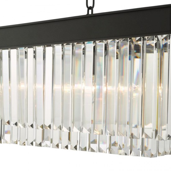 67864-003 Anthracite 6 Light over Island Fitting with Crystal