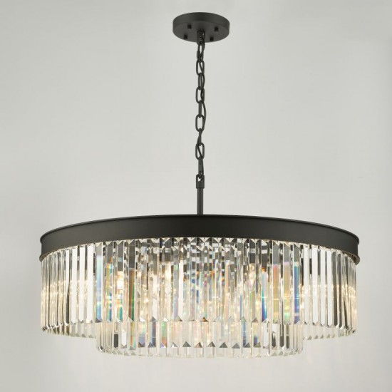 67870-003 Anthracite 8 Light Chandelier with Crystal