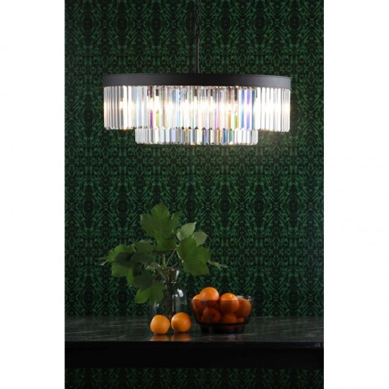 67870-003 Anthracite 8 Light Chandelier with Crystal