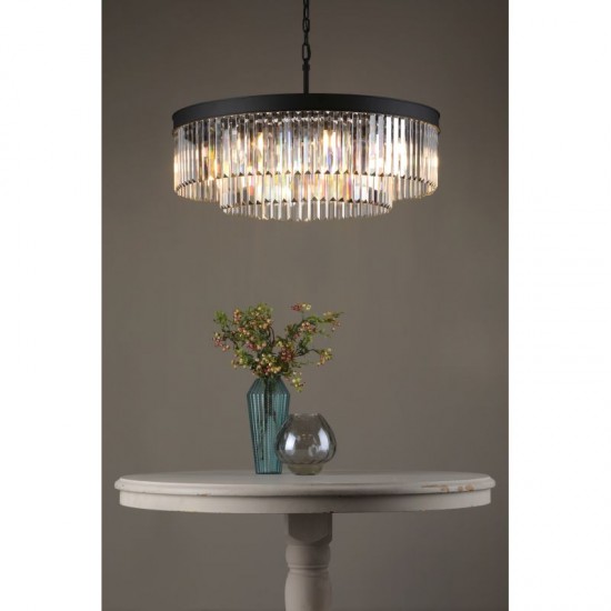 67870-003 Anthracite 8 Light Chandelier with Crystal