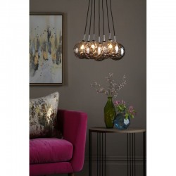 67871-003 Chrome 7 Light Cluster with Dimple Smoky Glasses