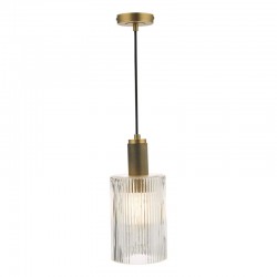 67873-003 Aged Brass Pendant with Ribbed Cylinder Glass 67873-003 Aged Brass Pendant with Ribbed Cylinder Glass