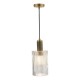 67873-003 Aged Brass Pendant with Ribbed Cylinder Glass