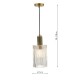 67873-003 Aged Brass Pendant with Ribbed Cylinder Glass