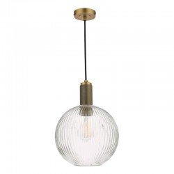 67874-003 Aged Brass Pendant with Ribbed Round Glass 67874-003 Aged Brass Pendant with Ribbed Round Glass