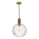 67874-003 Aged Brass Pendant with Ribbed Round Glass