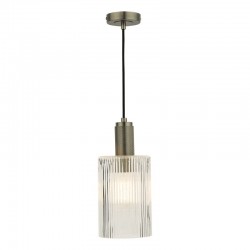 67875-003 Antique Chrome Pendant with Ribbed Cylinder Glass 67875-003 Antique Chrome Pendant with Ribbed Cylinder Glass