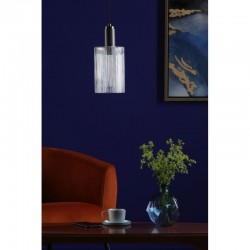 67875-003 Antique Chrome Pendant with Ribbed Cylinder Glass