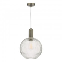 67876-003 Antique Chrome Pendant with Ribbed Round Glass 67876-003 Antique Chrome Pendant with Ribbed Round Glass