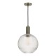 67876-003 Antique Chrome Pendant with Ribbed Round Glass