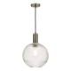 67876-003 Antique Chrome Pendant with Ribbed Round Glass