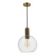 67878-003 Aged Brass Pendant with Clear Round Glass