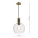 67878-003 Aged Brass Pendant with Clear Round Glass