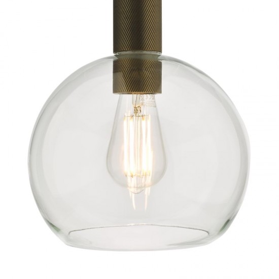 67878-003 Aged Brass Pendant with Clear Round Glass