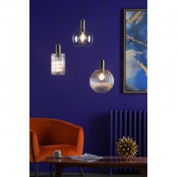 67880-003 Antique Chrome Pendant with Clear Round Glass