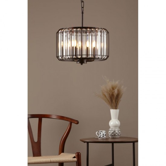 67883-003 Satin Black 3 Light Pendant with Crystal