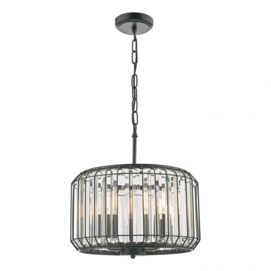 67883-003 Satin Black 3 Light Pendant with Crystal