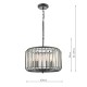 67883-003 Satin Black 3 Light Pendant with Crystal