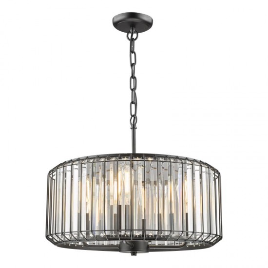 67884-003 Satin Black 4 Light Pendant with Crystal