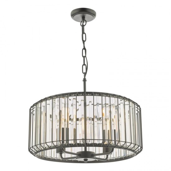 67884-003 Satin Black 4 Light Pendant with Crystal