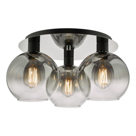 67887-003 Black 3 Light Semi Flush with Mirrored Ombre Glasses