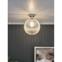67901-003 Antique Chrome Semi Flush with Ribbed Clear Glass
