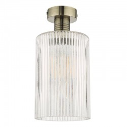 67902-003 Aged Brass Semi Flush with Ribbed Clear Glass 67902-003 Aged Brass Semi Flush with Ribbed Clear Glass