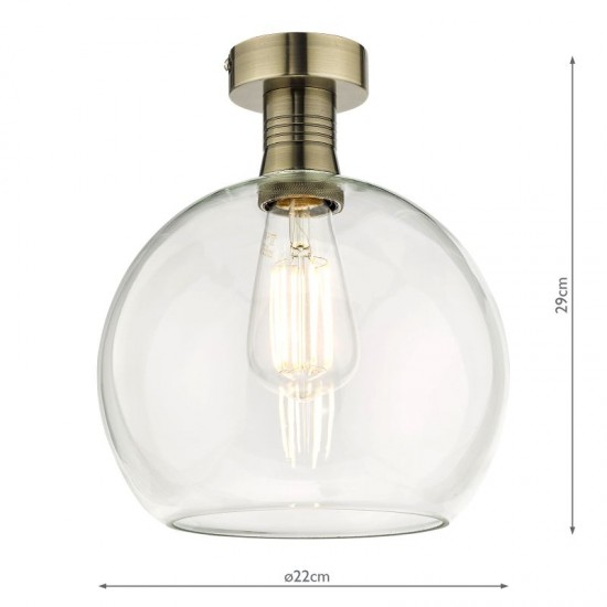 67906-003 Aged Brass Semi Flush with Clear Glass