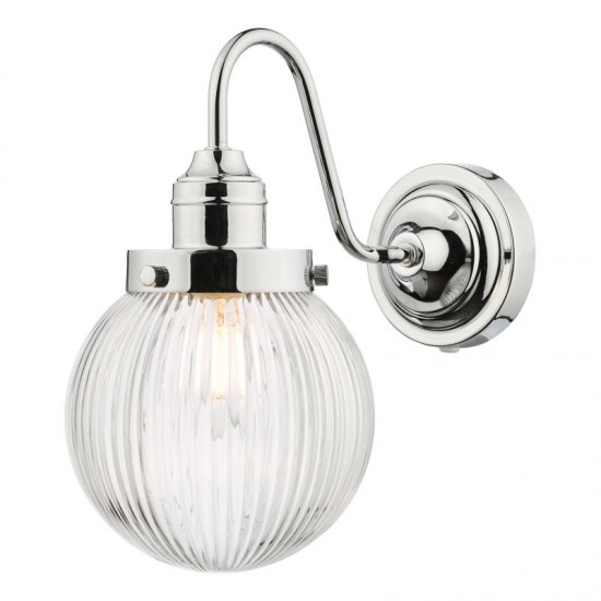 67909-003 Bathroom Chrome Wall Lamp with Clear Ribbed Glass