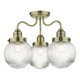 67911-003 Bathroom Antique Brass Semi Flush with Clear Ribbed Glass